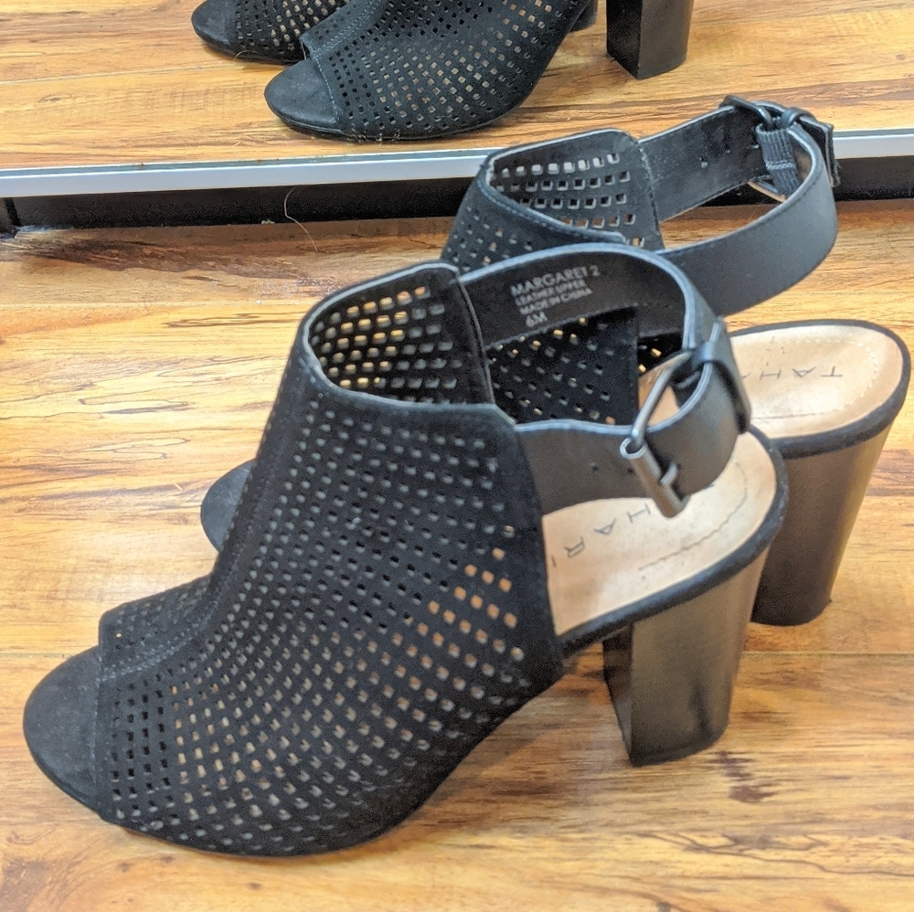 TAHARI Open Toe Suede Ankle Boots / Booties